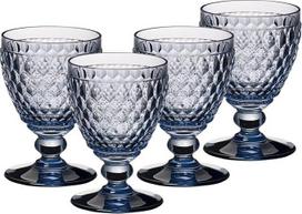 "Villeroy & Boch Boston" spalvotos baltojo vyno taurės, mėlynos, 4 vnt., 230 ml, spalvotos vyno taurės su briaunų raštu, krištolo stiklas baltajam vynui, galima plauti indaplovėje, mėlynos spalvos