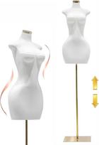HIYOUGO Plumpy Moteris Manekenas Torso 3/4 Kūno suknelė Kvadratinė metalinė bazė Seksualus manekenas Torso stovas drabužių parduotuvė Dressmaking dizainas Biuras Reguliuojamas aukštis