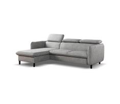 Išskleidžiama L formos kampinė sofa NISA su daiktų dėže, pilka, kairinė