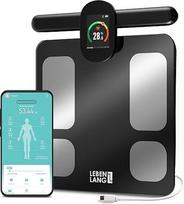 Kūno riebalų svarstyklės su rankiniais jutikliais - didelis ekranas ir "App Connect", 29 rodmenys iki 180 kg, kūno riebalų ir raumenų masės svarstyklės, asmeninės svarstyklės Kūno analizės svarstyklės