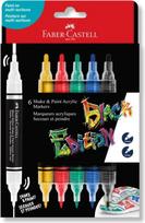 Faber-Castell - Black Edition Shake & Paint Acrylic Markers Set of 6 (Classic Colours) (285507)
