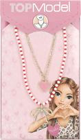 Topmodel - Double Layer Necklace LEOHEART - Gold, Pink, White, Red - 46.5 cm + 5 cm