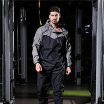 Aukščiausios kokybės sportinio kostiumo su gobtuvu komplektas: Unisex dviejų dalių komplektas treniruotėms ir fitnesui XL