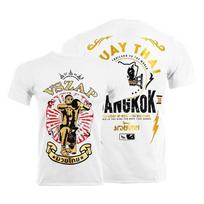 Muay Thai Kovos Sportas Elastingas Medvilninis Treniruočių Bokso Kostiumas Kovinis MMA Trumpomis Rankovėmis T-Marškinėlis Kickboxingas Fitnesas Vasaros Vyrams S