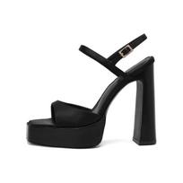 Madingi moteriški aukštakulniai sandalai Vasariniai ryškūs sandalai Seksualūs su sagtimi dirželiu Moteriški batai Elegantiški vakarėlio bateliai Žvaigždžių stiliaus moteriški batai 34 juoda