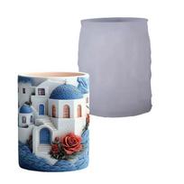 Santorini Inspired Cup Shape Silicone Jewelry Container Flower Pot Mold For Resin Crafts Easy Detachable Design