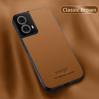Prabangus verslo odinis minkšto rėmo magnetinis dėklas Motorola Edge 50 Fusion Edge50Fusion 5G telefonams Capa Motorola Edge 50 Fusion ruda