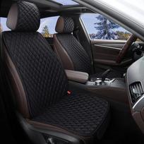 Kvėpuojantis lininis automobilio sėdynės užvalkalų komplektas - Keturi metų laikai, juosmeniui, pusiau aptraukiantis, 7 dalys Single Front Seat (with Pocket) kava