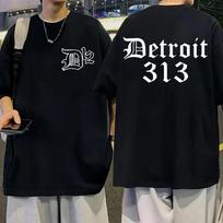 D12 grupės reperio Eminemo marškinėliai Detroito Mičigano 313 spausdinti marškinėliai vyrams ir moterims, madingi laisvalaikio medvilniniai marškinėliai, dideli viršutiniai drabužiai. S