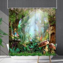Vonios neperšlampama užuolaida, skaitmeninė spauda, augalų ir grybų dušo užuolaida, be skylučių, tualeto pertvaros užuolaida, dušo audinys Shower curtain 90 * 180