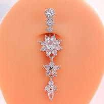 Cross-Border Round Zircon Navel Ring Stud - Body Piercing Jewelry sidabras