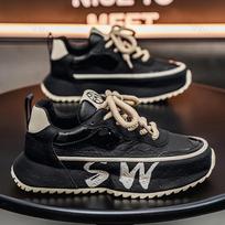 Fashion Comfortable Sport Shoes 2025 Spring New Outdoor Thick Soled Casual Shoes for Men Height Increasing Fashion Trend Chunky sneakers 39 juoda
