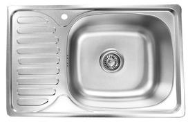 Nerūdijančio plieno plautuvė D6642P 660x420 0.8 SATIN kairė su sifonu