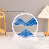 3D greito smėlio smėlio laikrodis Art: Dezinfekuojantis kraštovaizdžio ornamentas namų ar biuro dekoravimui 7-inch Plastic Base (Diameter 18CM)