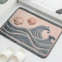 Ocean Themed Bathroom Floor Mat Toilet Water Absorbing Foot Carpet Mat Bathroom Door Mats Machine Washable Retro Home Decoration 30X50CM
