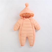 Vienos spalvos žiemos kūdikio ropojimo kombinezonas su dvigubu užtrauktuku naujagimiams - Storas lauko kombinezonas Size 80 (5-10 months) rožinė