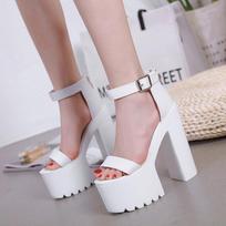 Fashion Muffin dance runway thick with fish mouth 16cm new 2025 spring summer hate sky high heels sandals 16cm simple platform sandals 34