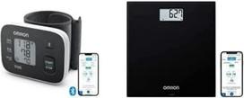 OMRON RS3 Intelli IT Wrist Blood Pressure Monitor Clinically Validated + OMRON HN300T2 Intelli IT Smart Digital Bathroom Scale with Free App for iOS/Android