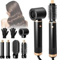 RUIZHI "5-in-1 Airstyler" apvalus šepetys plaukų džiovintuvas, 110 000 apsukų per minutę, 3 temperatūros reguliavimas, daugiafunkcinis plaukų stiliatorius su 5 pakaitalais, karšto oro šepetys greitai apimčiai, garbanojimui, tiesinimui, salonui