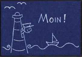 Salonloewe Fußmatte waschbar Leuchtturm 50x75 cm blau weiß maritim Eingangs-Matte Haustür Flur Schmutzfangmatte