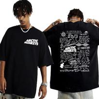 Vintažiniai mėgstamiausi blogiausių košmarų marškinėliai Arctic Monkeys 505 Lyrics Spausdinti marškinėliai vyrams Moterims Hip Hop Punk Oversized marškinėliai S