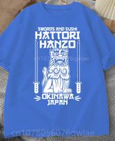 Hattori Hanzo RAUDONI Kardai ir Sushi Kill Bill Okinawa Japonija tarantino Marškinėliai Apvalus kaklas Trumpomis rankovėmis Laisvi Madingi Gatvės stiliaus S