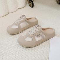 Fashion Summer New Women Mules Slippers Original Women Mesh Breathable Foot Clogs Sandals Outdoor Female Baotou Half Slipper Woman Shoes 35 chaki
