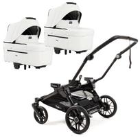 Emmaljunga Double Sento Polar White Leatherette Tik lopšių ir važiuoklės komplektas