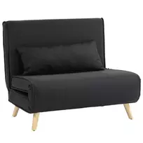Sofa-lova, sulankstomas fotelis su reguliuojamu atlošu, iki 350 kg, juoda