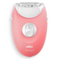 Braun Silk-épil 3 3-176 Epilator for Long-Lasting Hair Removal, White/Pink