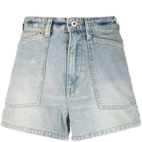 Šortai moterims, Mėlyna, Stone bleach dirty denim short