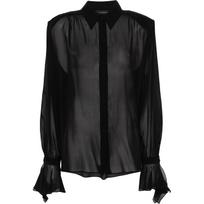 Marškiniai ilgomis rankovėmis moterims, Juoda, Peony  detailedsleeves blouse