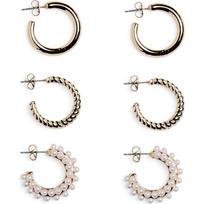 Auskarai moterims, Auksinė, Nibbi 3-pack earrings