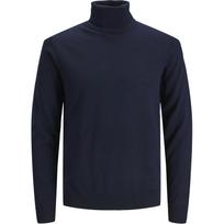 Megztinis su kaklu vyrams, Mėlyna, Merino knit roll neck