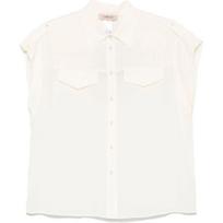 Marškiniai trump. rankovėmis moterims, Balta, Crepe shirt