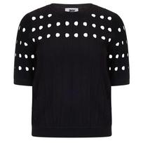Megztinis moterims, Juoda, S/s crepe yarn sweater