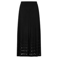 Midi sijonas moterims, Juoda, Crepe yarn sweater skirt