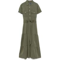 Midi suknelė moterims, Žalia, Long sleeve-day dress