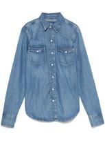 Marškiniai ilgomis rankovėmis moterims, Mėlyna, Long sleeve-button front shirt