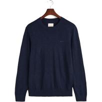 Megztinis vyrams, Mėlyna, COTTON LINEN C-NECK