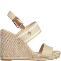 Basutės moterims, Smėlio, Webbing high wedge sandal
