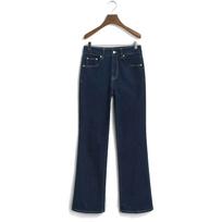 Platėjantys džinsai moterims, Mėlyna, slim flare jeans