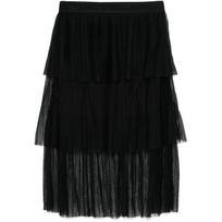 Maxi sijonas moterims, Juoda, Tiered plisse mesh skrit