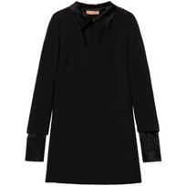 Mini suknelė moterims, Juoda, Satin-details crepe minidress