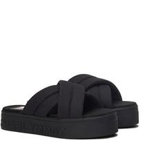Šlepetės moterims, Juoda, Lettering flatform sandal