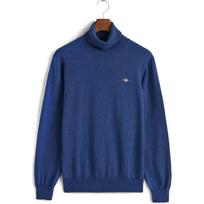 Megztinis su kaklu vyrams, Mėlyna, Ctn/wo rollneck sweater
