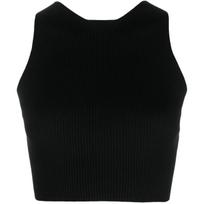 Marškiniai be rankovių moterims, Juoda, Ribbed cut-out layer