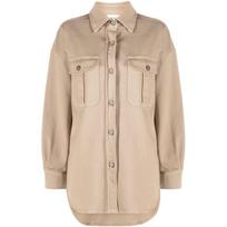 Džinsinis švarkas moterims, Smėlio, Denim overshirt
