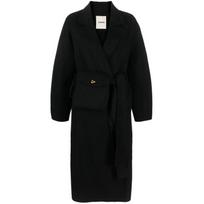 Paltas moterims, Juoda, Silk blend short coat