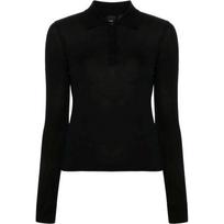 Polo marškiniai ilgos rank. moterims, Juoda, Liquoroso wool polo top